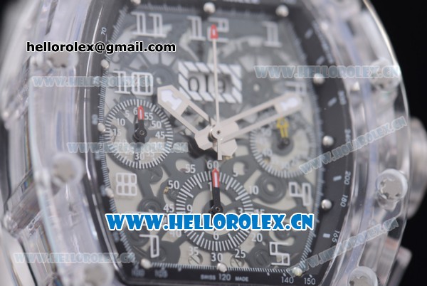 Richard Mille RM 011 Felipe Massa Flyback Chronograph Swiss Valjoux 7750 Automatic Sapphire Crystal Case with Skeleton Dial and Black Inner Bezel - Click Image to Close